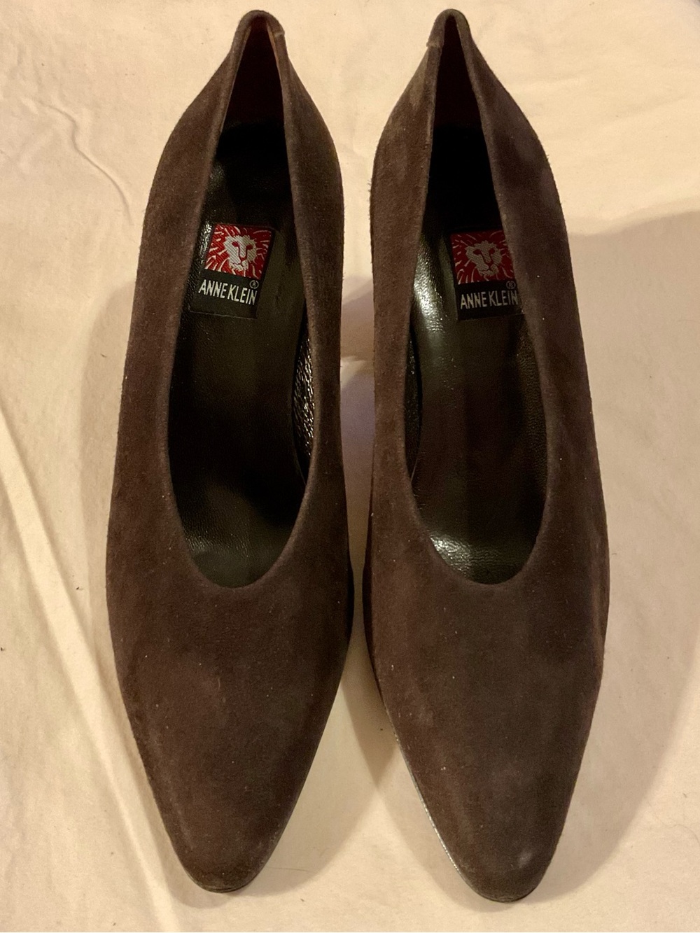 Anne Klein Vintage Dark Brown Suede Pointed Toe Pumps